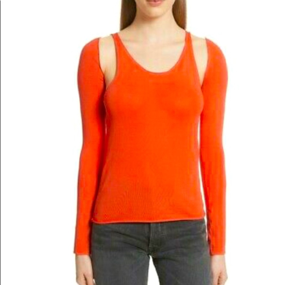 New Helmut Lang Camp Knit Top Detachable Sleeve Orange Fall Autumn 🍂 Halloween